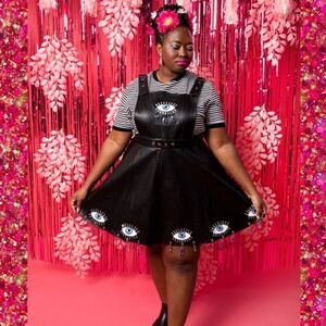 Dash of Pep Crying Is Badass Leather Overall Dress